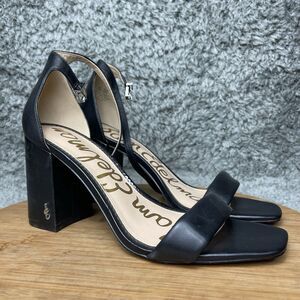 Sam Edelman Black Daniella Sandals Block Dress Leather Heels Women's 9.5 M